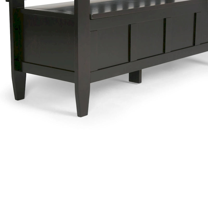 Banc de rangement contemporain en bois massif pour entrée avec couvercle à charnière, 2 places — Plusieurs couleurs