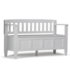 Banc de rangement contemporain en bois massif pour entrée avec couvercle à charnière, 2 places — Plusieurs couleurs