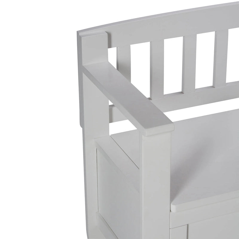 Banc de rangement contemporain en bois massif pour entrée avec couvercle à charnière, 2 places — Plusieurs couleurs