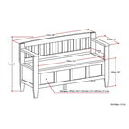 Banc de rangement contemporain en bois massif pour entrée avec couvercle à charnière, 2 places — Plusieurs couleurs