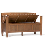 Banc de rangement contemporain en bois massif pour entrée avec couvercle à charnière, 2 places — Plusieurs couleurs