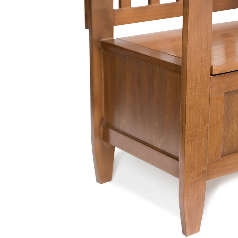 Banc de rangement contemporain en bois massif pour entrée avec couvercle à charnière, 2 places — Plusieurs couleurs