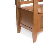 Banc de rangement contemporain en bois massif pour entrée avec couvercle à charnière, 2 places — Plusieurs couleurs