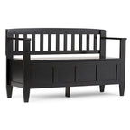 Banc de rangement contemporain en bois massif pour entrée avec couvercle à charnière, 2 places — Plusieurs couleurs