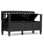 Banc de rangement contemporain en bois massif pour entrée avec couvercle à charnière, 2 places — Plusieurs couleurs