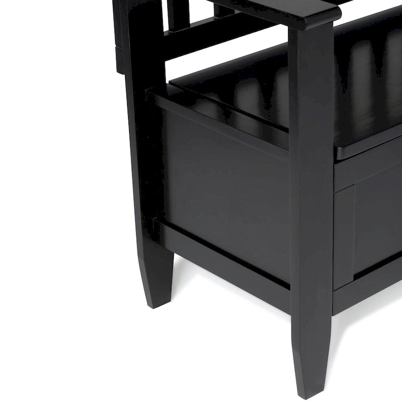 Banc de rangement contemporain en bois massif pour entrée avec couvercle à charnière, 2 places — Plusieurs couleurs