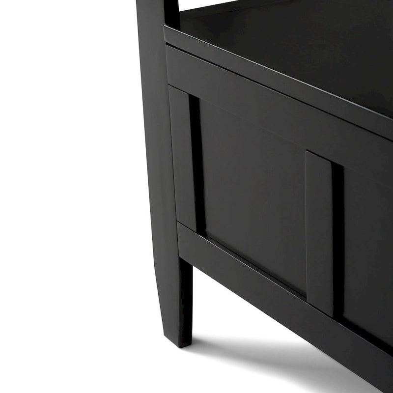 Banc de rangement contemporain en bois massif pour entrée avec couvercle à charnière, 2 places — Plusieurs couleurs