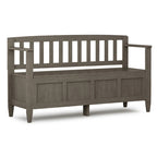 Banc de rangement contemporain en bois massif pour entrée avec couvercle à charnière, 2 places — Plusieurs couleurs