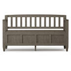 Banc de rangement contemporain en bois massif pour entrée avec couvercle à charnière, 2 places — Plusieurs couleurs