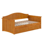 Lit de repos en bois Twin Beadboard avec lit gigogne, blanc / noyer / gris / caramel clair, pour 2