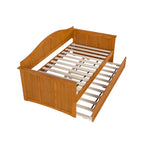 Lit de repos en bois Twin Beadboard avec lit gigogne, blanc / noyer / gris / caramel clair, pour 2