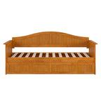 Lit de repos en bois Twin Beadboard avec lit gigogne, blanc / noyer / gris / caramel clair, pour 2