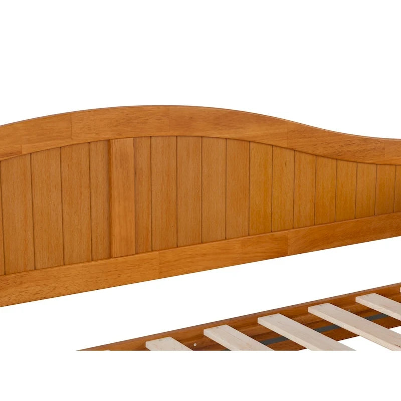 Lit de repos en bois Twin Beadboard avec lit gigogne, blanc / noyer / gris / caramel clair, pour 2