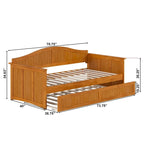 Lit de repos en bois Twin Beadboard avec lit gigogne, blanc / noyer / gris / caramel clair, pour 2