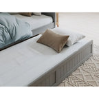 Lit de repos en bois Twin Beadboard avec lit gigogne, blanc / noyer / gris / caramel clair, pour 2