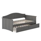 Lit de repos en bois Twin Beadboard avec lit gigogne, blanc / noyer / gris / caramel clair, pour 2