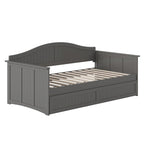 Lit de repos en bois Twin Beadboard avec lit gigogne, blanc / noyer / gris / caramel clair, pour 2
