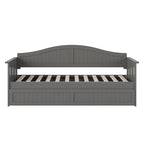 Lit de repos en bois Twin Beadboard avec lit gigogne, blanc / noyer / gris / caramel clair, pour 2
