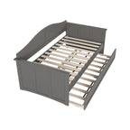 Lit de repos en bois Twin Beadboard avec lit gigogne, blanc / noyer / gris / caramel clair, pour 2