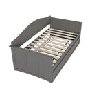 Lit de repos en bois Twin Beadboard avec lit gigogne, blanc / noyer / gris / caramel clair, pour 2