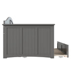 Lit de repos en bois Twin Beadboard avec lit gigogne, blanc / noyer / gris / caramel clair, pour 2