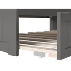 Lit de repos en bois Twin Beadboard avec lit gigogne, blanc / noyer / gris / caramel clair, pour 2