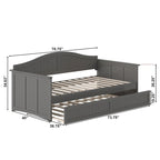 Lit de repos en bois Twin Beadboard avec lit gigogne, blanc / noyer / gris / caramel clair, pour 2