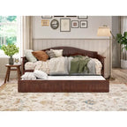Lit de repos en bois Twin Beadboard avec lit gigogne, blanc / noyer / gris / caramel clair, pour 2