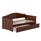 Lit de repos en bois Twin Beadboard avec lit gigogne, blanc / noyer / gris / caramel clair, pour 2