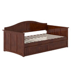 Lit de repos en bois Twin Beadboard avec lit gigogne, blanc / noyer / gris / caramel clair, pour 2