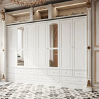 Armoire de chambre avec miroir, blanc, style moderne, simple