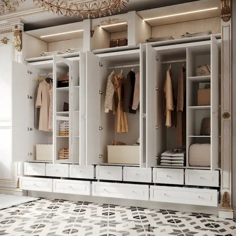 Armoire de chambre avec miroir, blanc, style moderne, simple