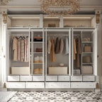 Armoire de chambre avec miroir, blanc, style moderne, simple