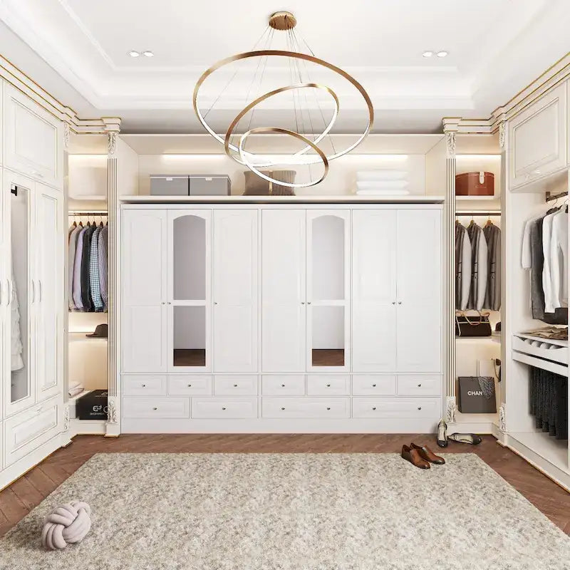 Mirrored Door Wardrobe, White, Modern Style, Single