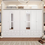 Armoire de chambre avec miroir, blanc, style moderne, simple