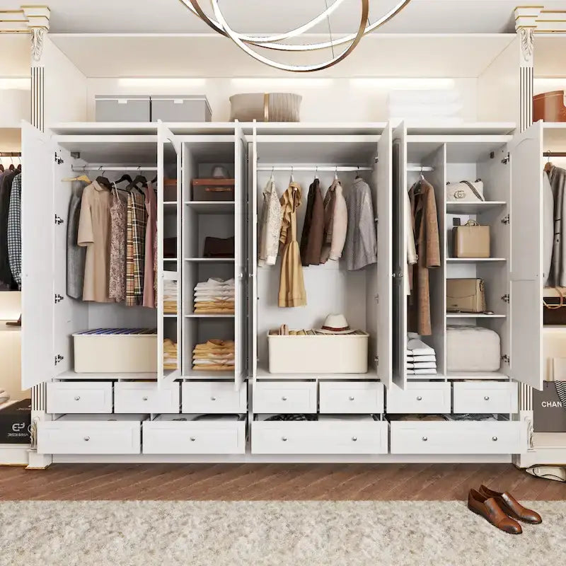 Armoire de chambre avec miroir, blanc, style moderne, simple