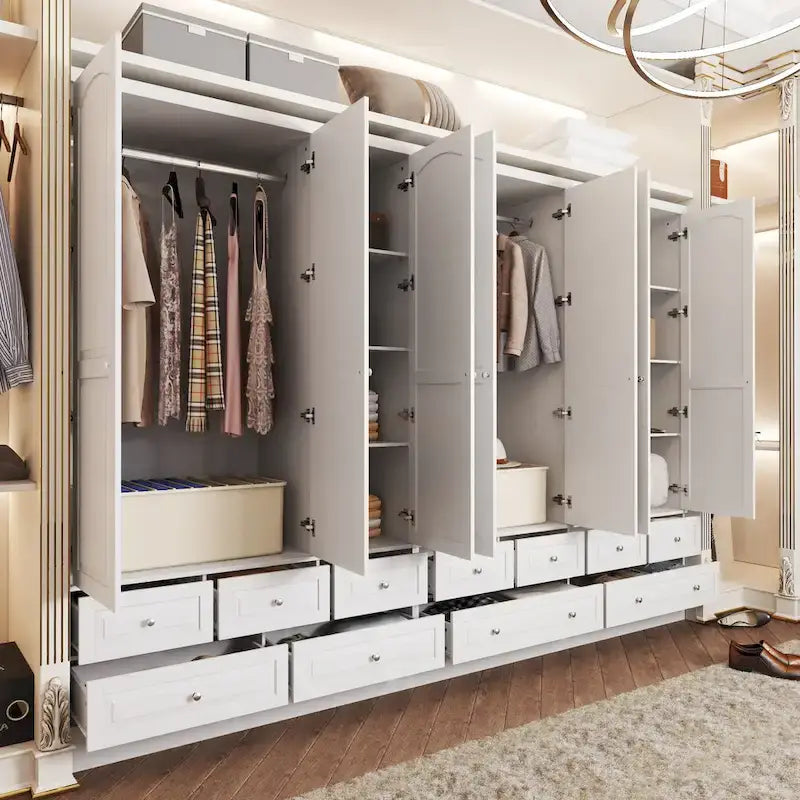 Armoire de chambre avec miroir, blanc, style moderne, simple