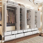 Armoire de chambre avec miroir, blanc, style moderne, simple