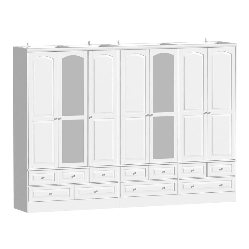Armoire de chambre avec miroir, blanc, style moderne, simple