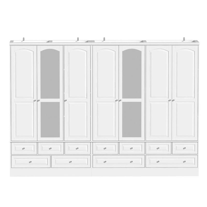 Armoire de chambre avec miroir, blanc, style moderne, simple