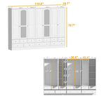 Armoire de chambre avec miroir, blanc, style moderne, simple