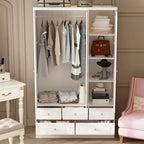 Armoire de chambre avec miroir, blanc, style moderne, simple