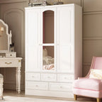 Armoire de chambre avec miroir, blanc, style moderne, simple