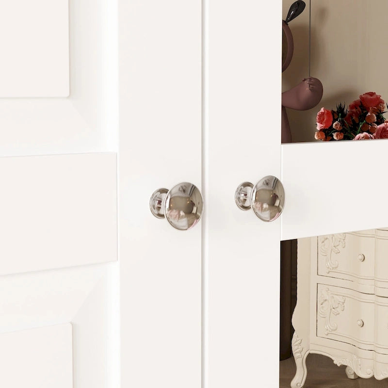 Armoire de chambre avec miroir, blanc, style moderne, simple