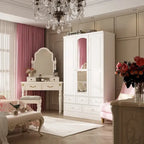 Armoire de chambre avec miroir, blanc, style moderne, simple