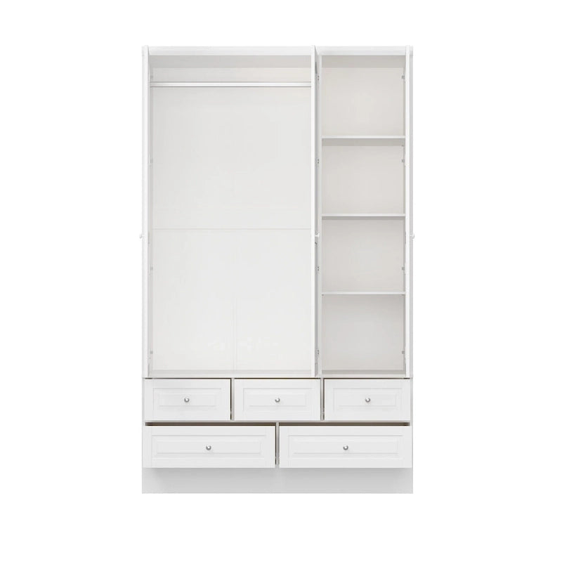 Armoire de chambre avec miroir, blanc, style moderne, simple
