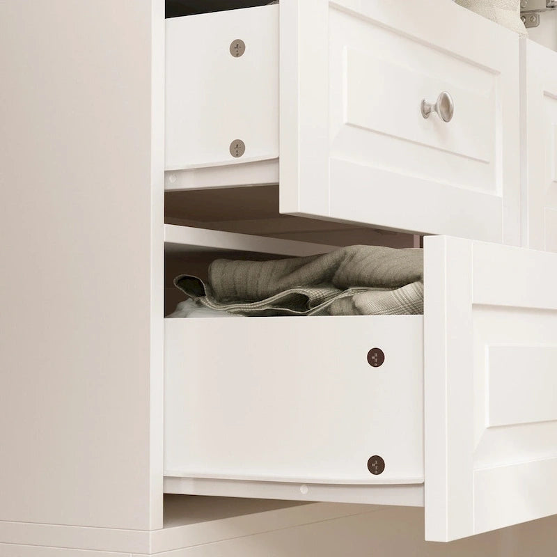 Armoire de chambre avec miroir, blanc, style moderne, simple