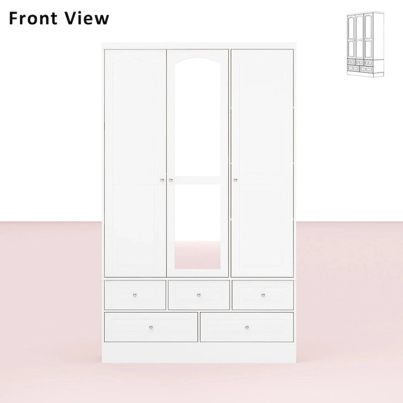 Armoire de chambre avec miroir, blanc, style moderne, simple