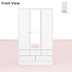 Armoire de chambre avec miroir, blanc, style moderne, simple