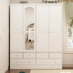 Armoire de chambre avec miroir, blanc, style moderne, simple